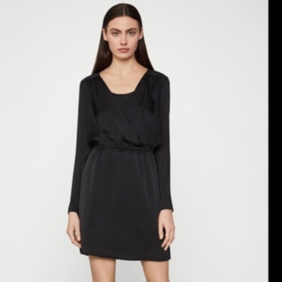 BCBGMAXAZRIA Satin Mini Surplice Dress black new with tags size Medium D16 - Picture 7 of 14